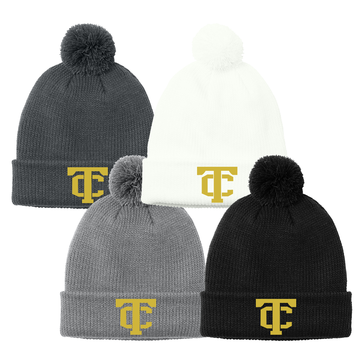 •Twiggs County - TC (Gold) - Cozy Pom Beanie (C978)
