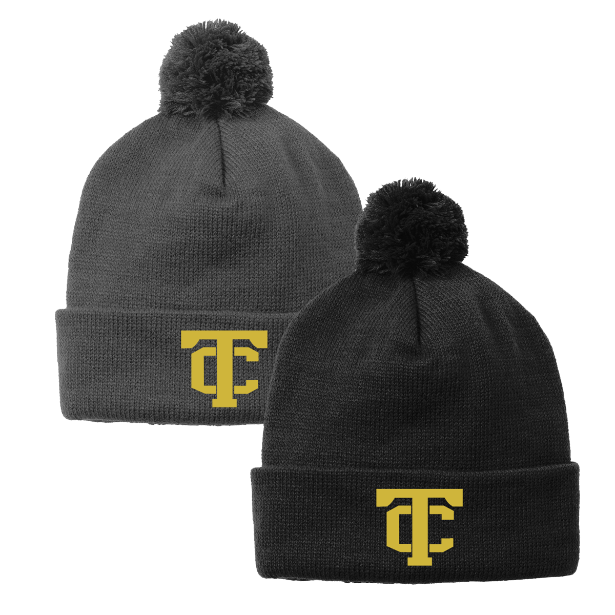 •Twiggs County - TC (Gold) - Solid Pom Pom Beanie (STC37)