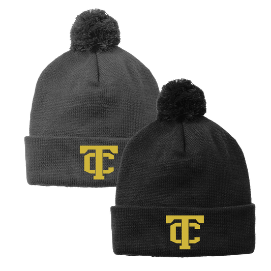 •Twiggs County - TC (Gold) - Solid Pom Pom Beanie (STC37)