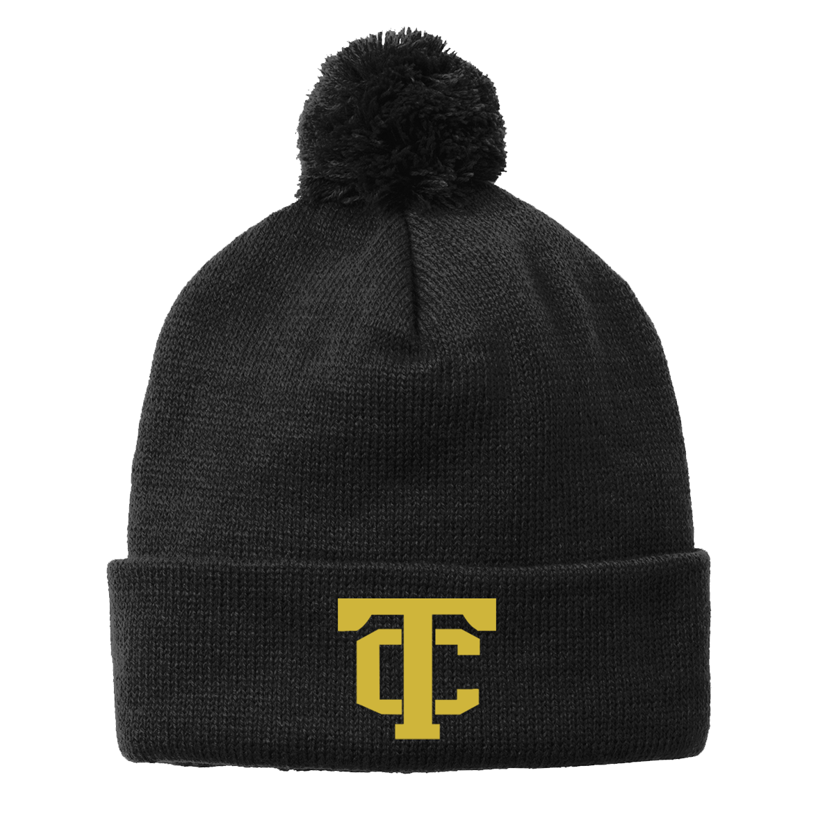 •Twiggs County - TC (Gold) - Solid Pom Pom Beanie (STC37)
