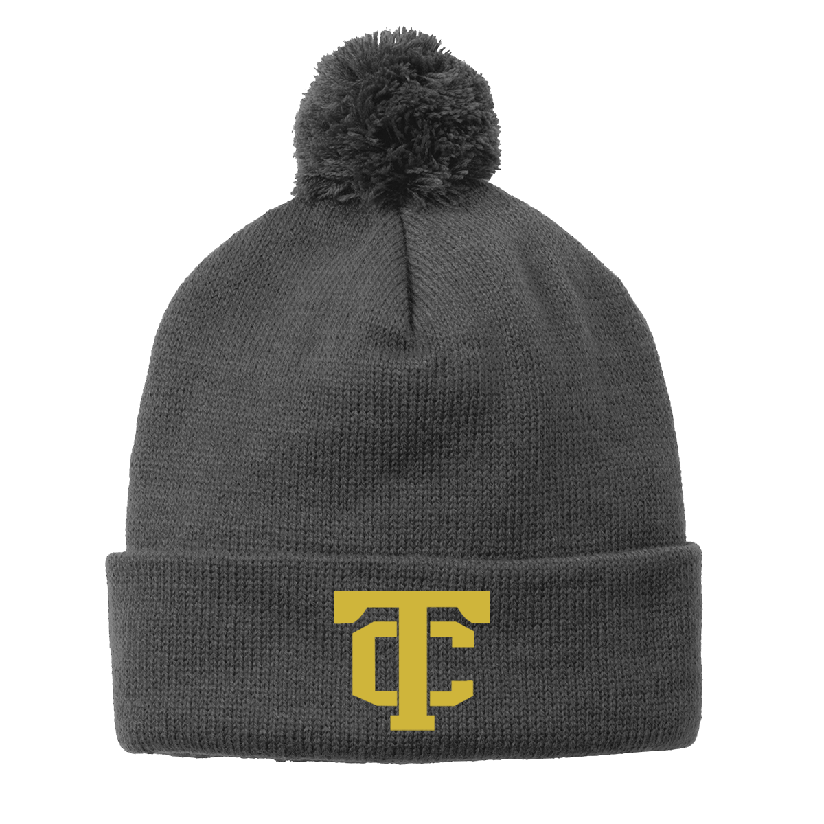 •Twiggs County - TC (Gold) - Solid Pom Pom Beanie (STC37)