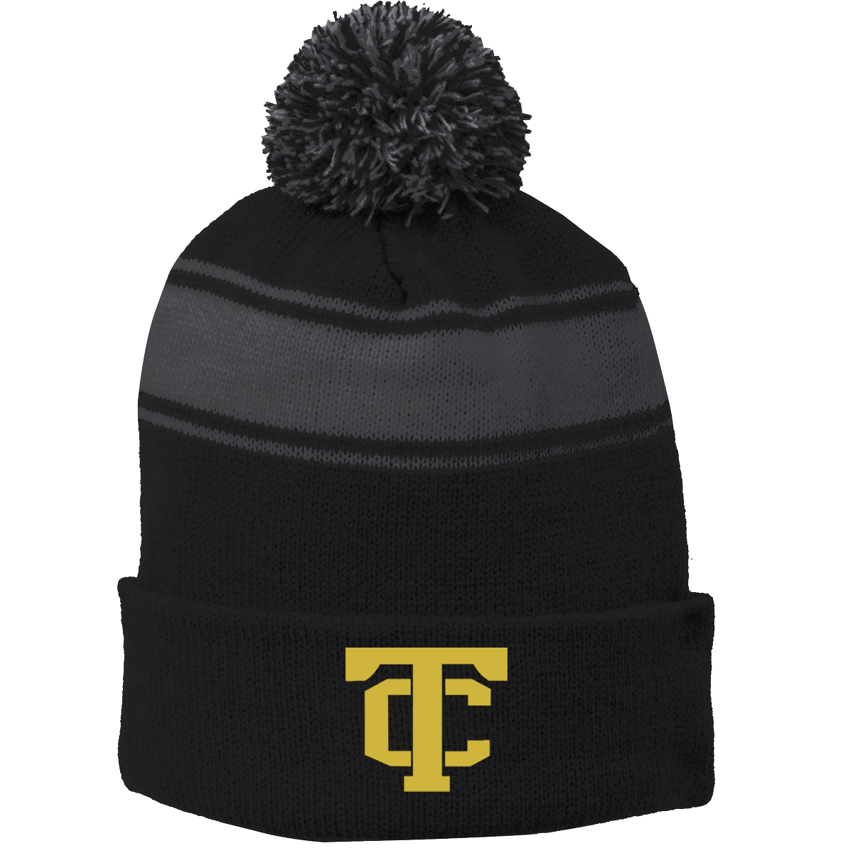 •Twiggs County - TC (Gold) - Stripe Pom Pom Beanie (STC28)