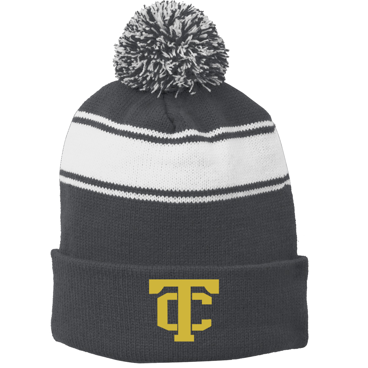 •Twiggs County - TC (Gold) - Stripe Pom Pom Beanie (STC28)