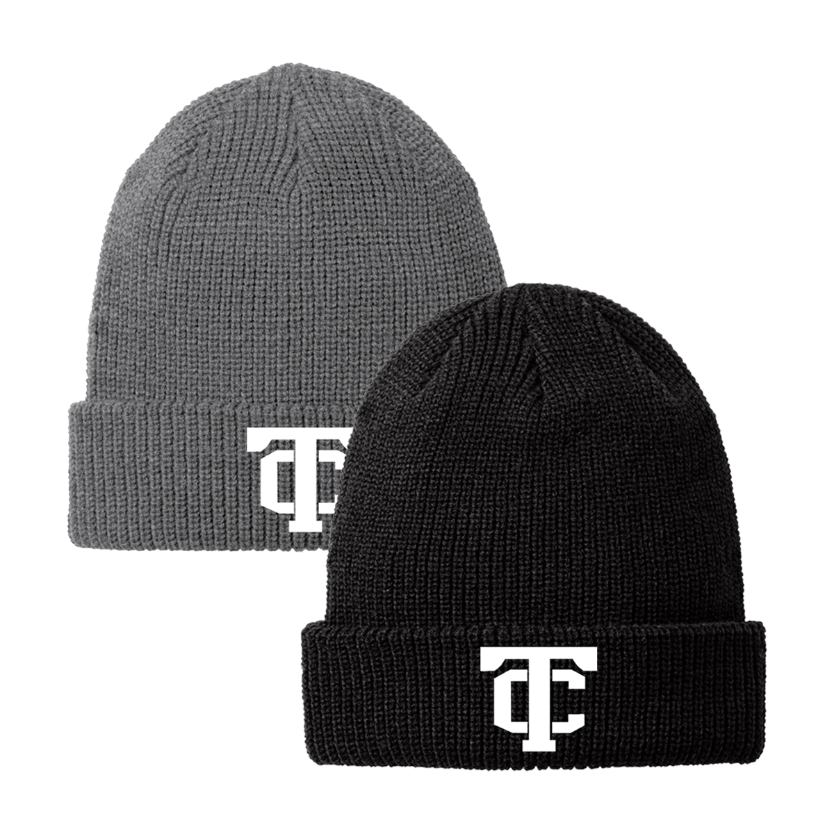 •Twiggs County - TC (White) - Chunky Knit Beanie (C958)