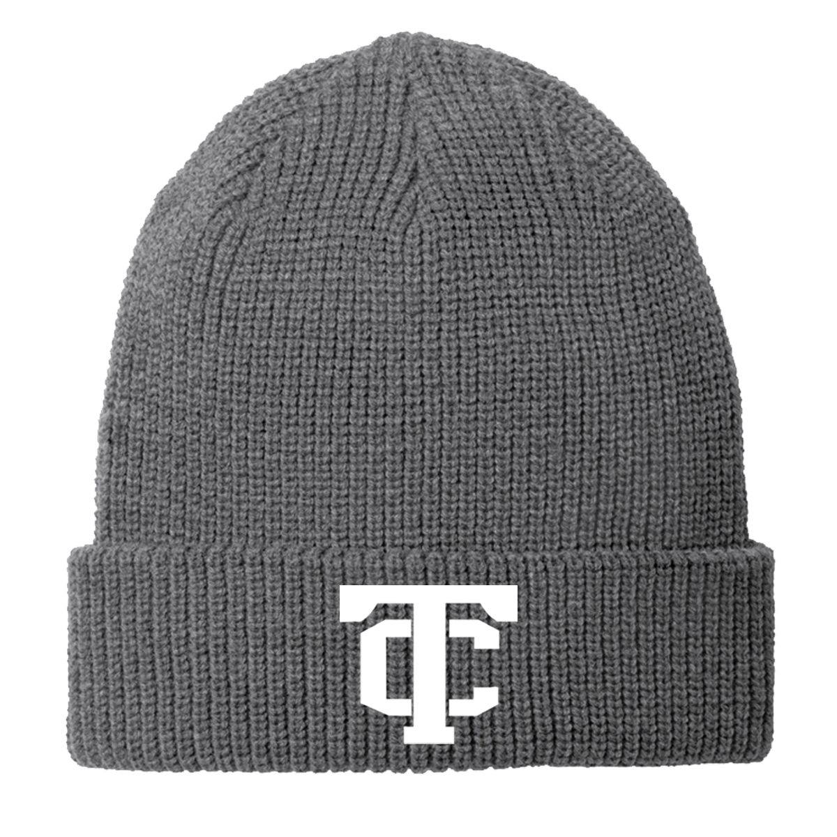 •Twiggs County - TC (White) - Chunky Knit Beanie (C958)