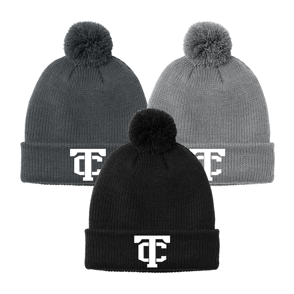 •Twiggs County - TC (White) - Cozy Pom Beanie (C978)