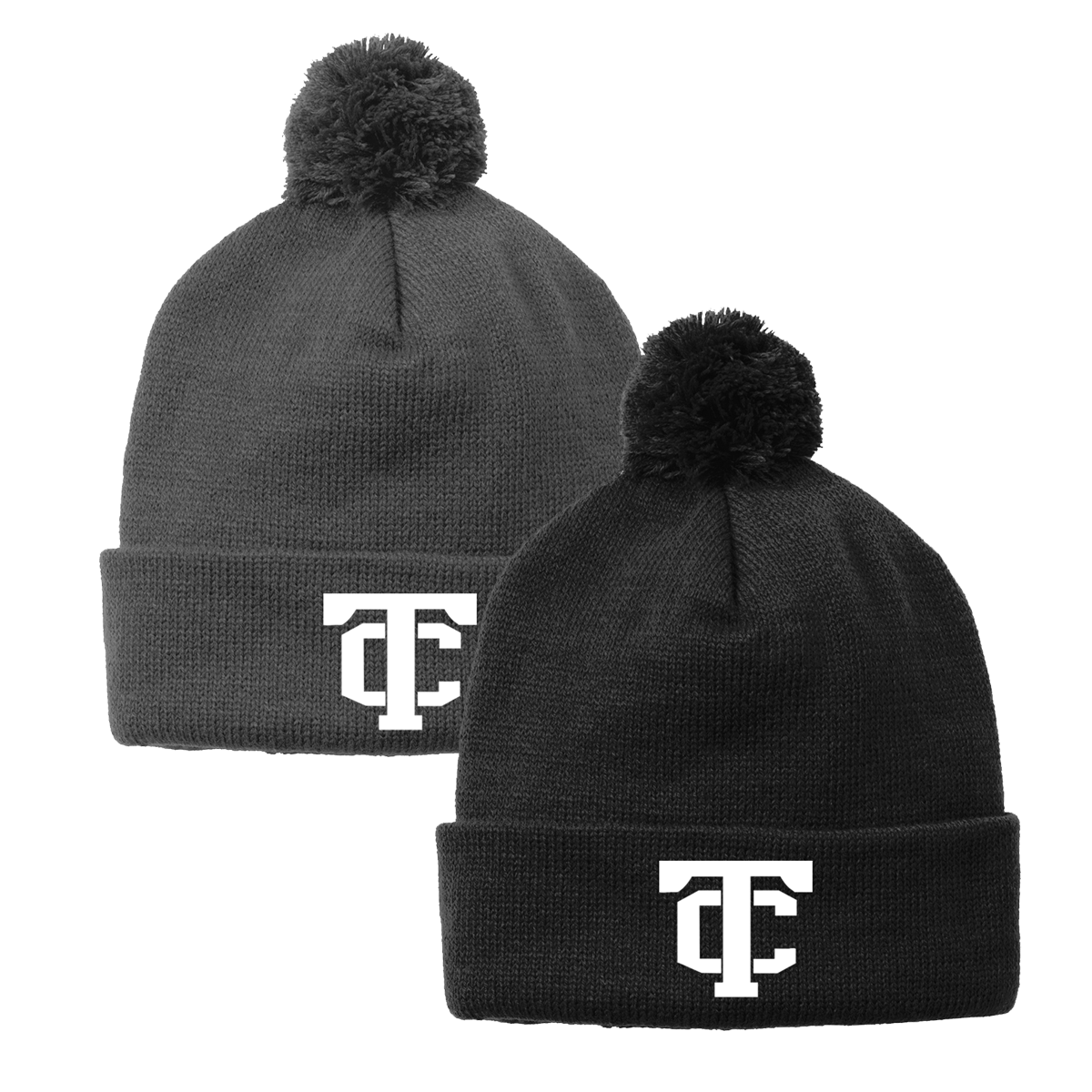 •Twiggs County - TC (White) - Solid Pom Pom Beanie (STC37)