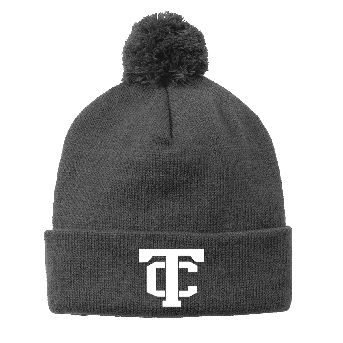 •Twiggs County - TC (White) - Solid Pom Pom Beanie (STC37)