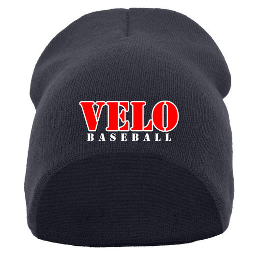 Velo BB - BASIC KNIT BEANIE with VELO Baseball (Stencil Font) - Navy (601K) - Southern Grace Creations