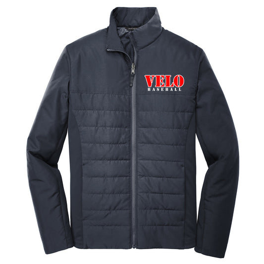 Velo BB - Collective Insulated Jacket with VELO Baseball (Stencil Font) - Navy (J902-L902) - Southern Grace Creations