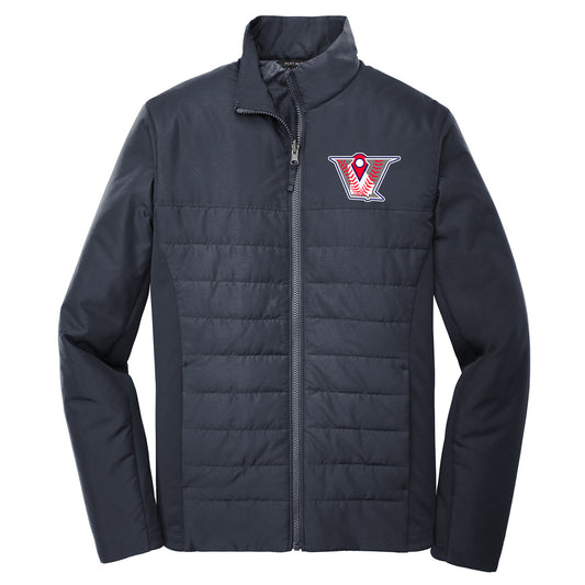 Velo BB - Collective Insulated Jacket with Velocity Baseball Logo - Navy (J902-L902) - Southern Grace Creations