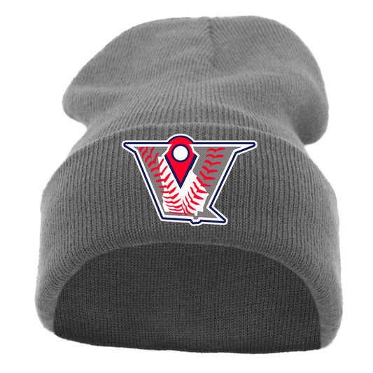 Velo BB - KNIT FOLD OVER BEANIE with Velocity Baseball Logo - Graphite 621K) - Southern Grace Creations