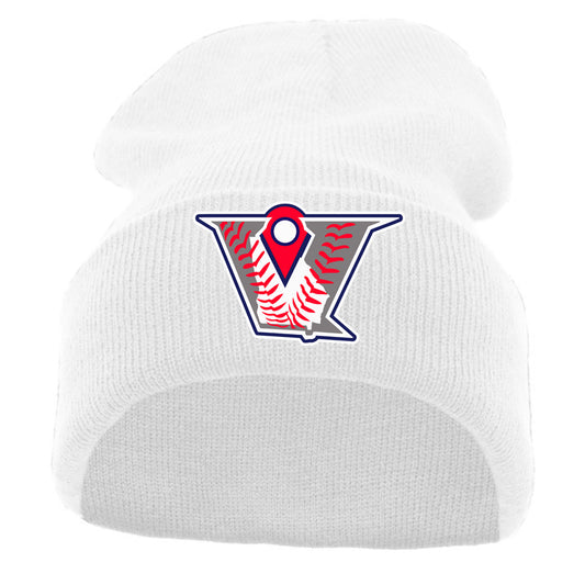 Velo BB - KNIT FOLD OVER BEANIE with Velocity Baseball Logo - White (621K) - Southern Grace Creations
