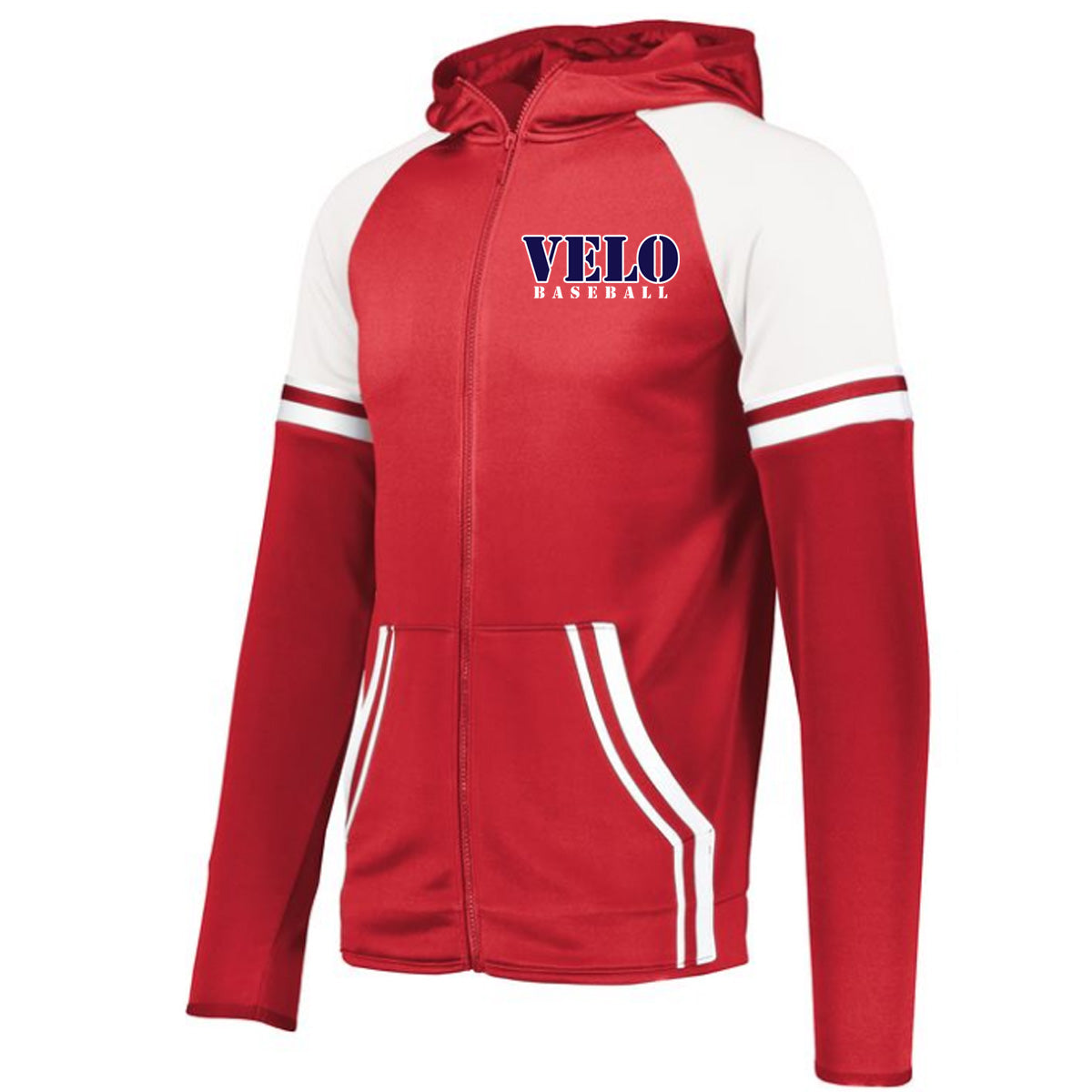 Velo BB - Retro Grade Jacket with VELO Baseball (Stencil Font) - Red - Southern Grace Creations