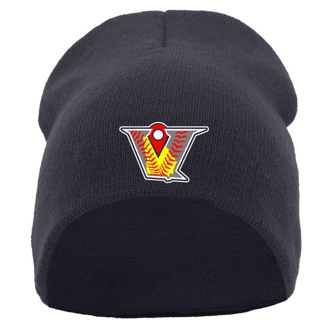 Velo FP - BASIC KNIT BEANIE with Velocity Fastpitch Logo - Navy (601K) - Southern Grace Creations