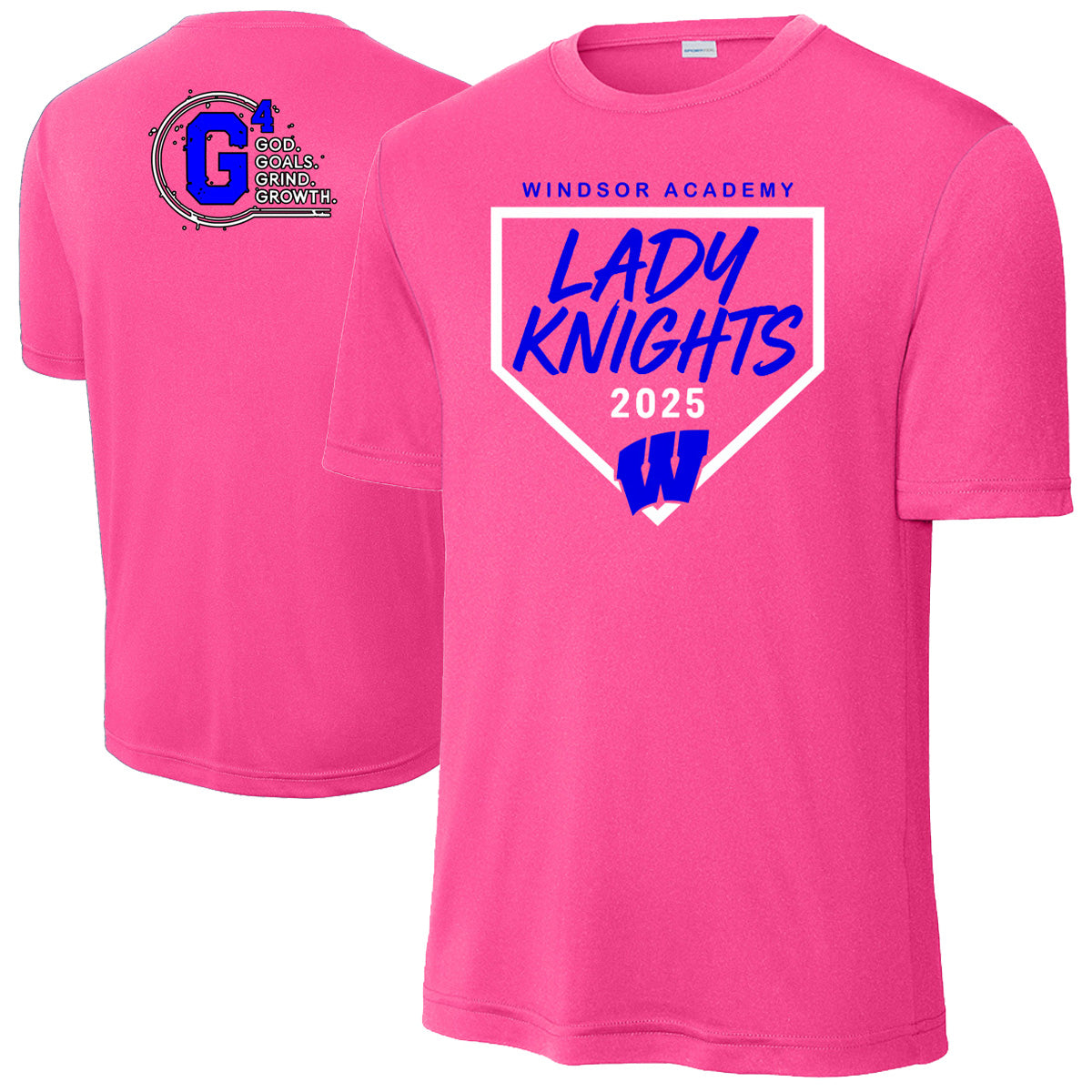 Windsor - Softball - *REQUIRED" Windsor Academy Home Plate Lady Knights 2025 W - Neon Pink DriFit Short Sleeves (ST350/YST350)