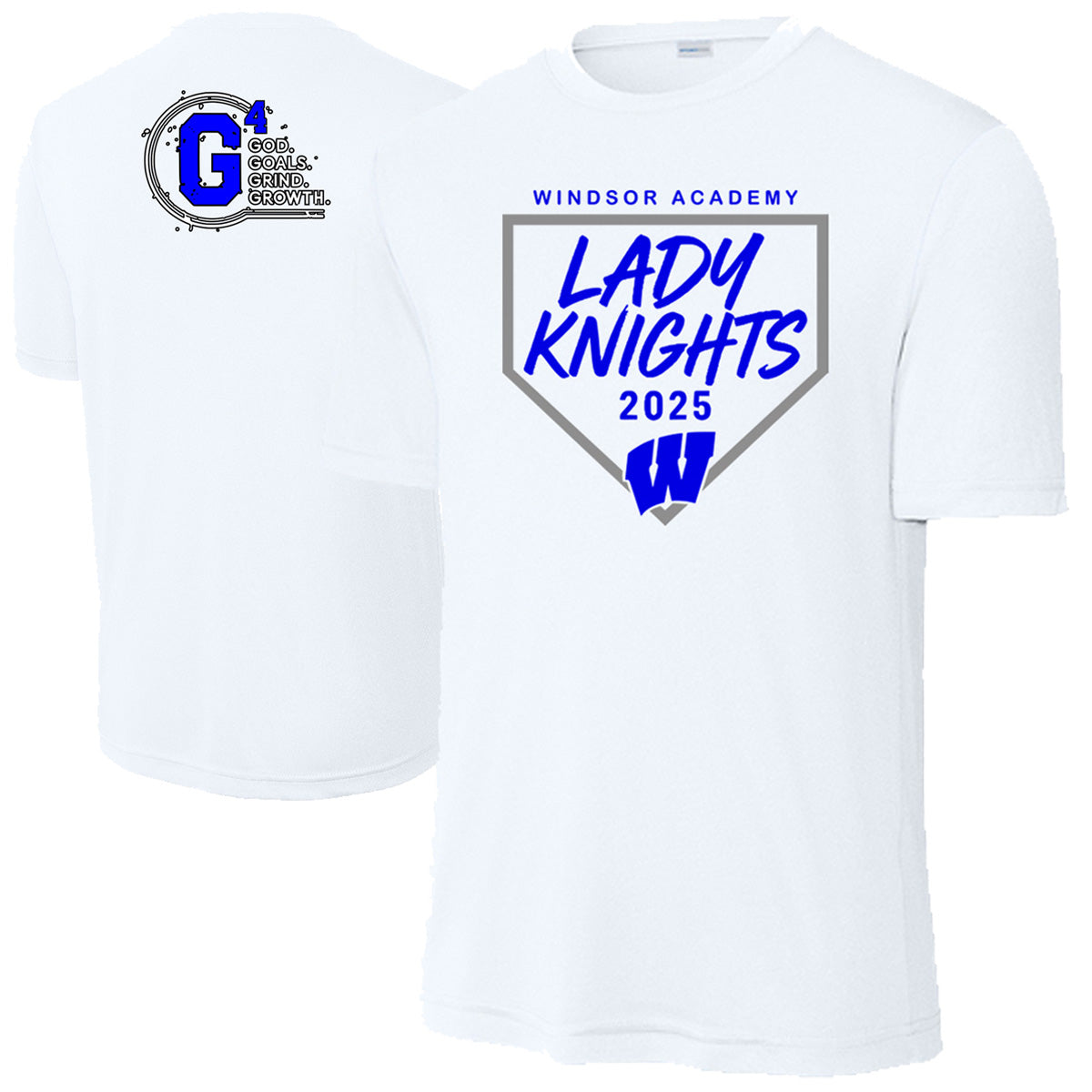 Windsor - Softball - *REQUIRED" Windsor Academy Home Plate Lady Knights 2025 W - White DriFit Short Sleeves (ST350/YST350)