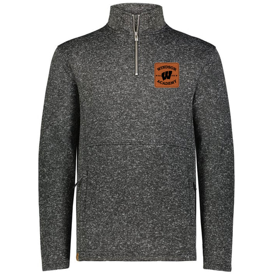 Windsor - Alpine Sweater Fleece 1/4 Zip Pullover with Leather Patch - Black Heather (223540/223740) - Southern Grace Creations