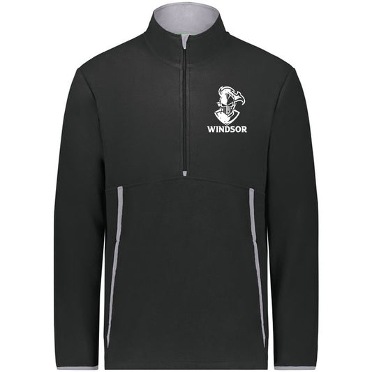 Windsor - Chill Fleece 2.0 1-2 Zip Pullover with Embroidered Knight Distressed Windsor - Black - Southern Grace Creations