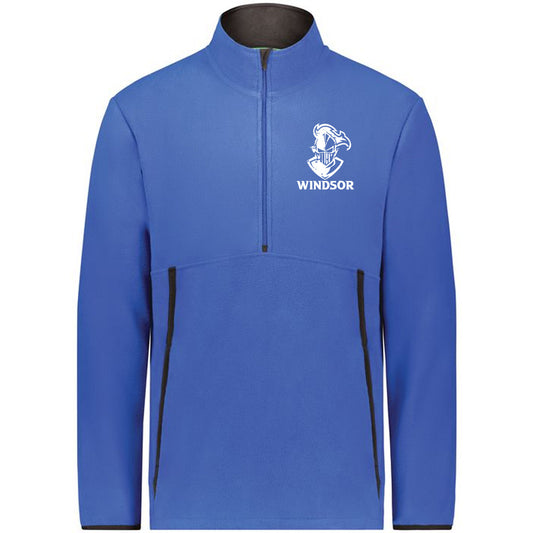 Windsor - Chill Fleece 2.0 1-2 Zip Pullover with Embroidered Knight Distressed Windsor - Royal - Southern Grace Creations
