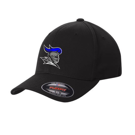 Windsor - Flexfit Performance Solid Cap with Knight Sideways - Black (STC17) - Southern Grace Creations