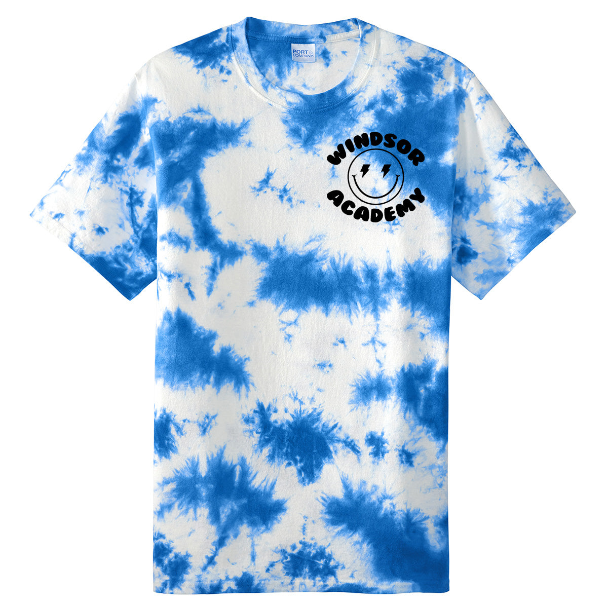 Windsor - Knights Knights Knights Bubble Letters with Smiley Face Tie Dye Tee - True Royal (PC145) - Southern Grace Creations