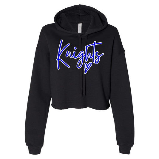 Windsor - Knights Script - Women's Crop Fleece Hoodie - Black (7502) - Southern Grace Creations