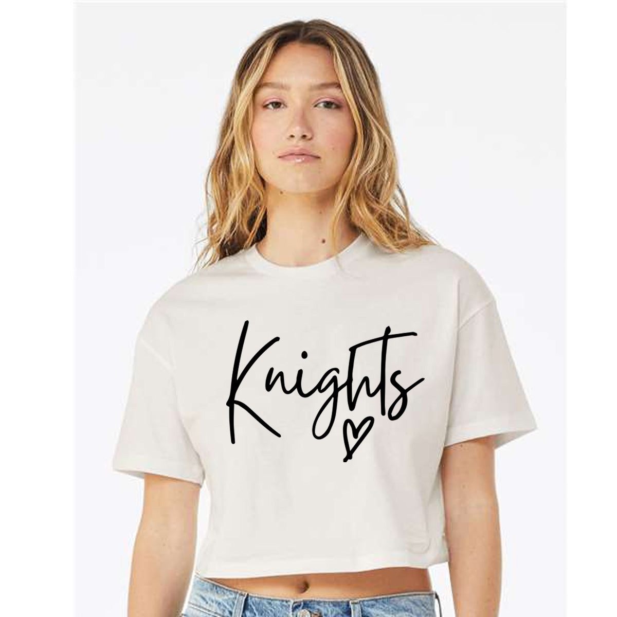 Windsor - Knights Script - Women's Jersey Crop Tee - Vintage White (6482) - Southern Grace Creations