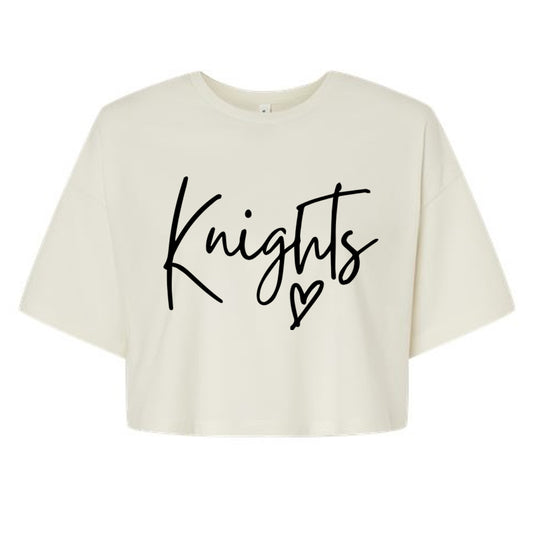 Windsor - Knights Script - Women's Jersey Crop Tee - Vintage White (6482) - Southern Grace Creations