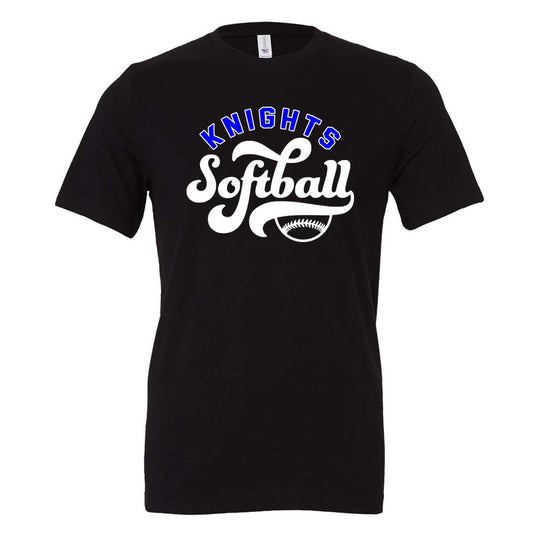 Windsor - Knights Softball Bubble Script - Black (Tee/DriFit/Hoodie/Sweatshirt) - Southern Grace Creations