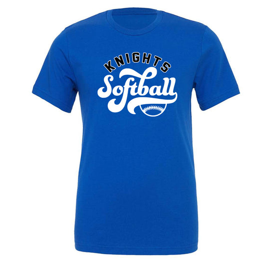 Windsor - Knights Softball Bubble Script - True Royal (Tee/DriFit/Hoodie/Sweatshirt) - Southern Grace Creations