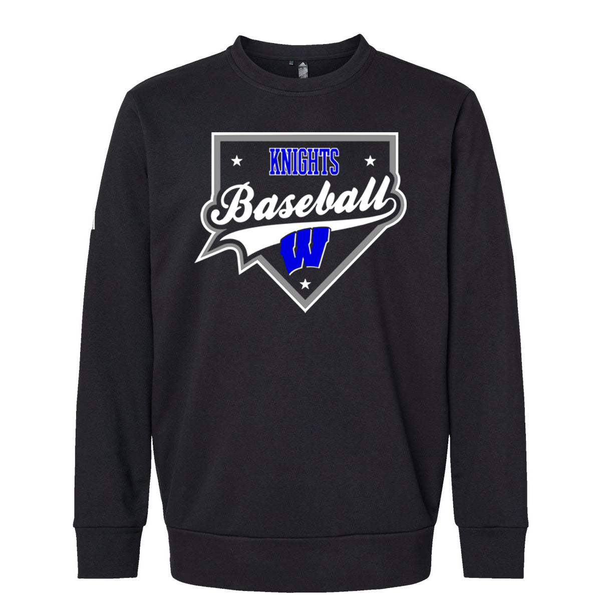 Windsor - Knights Baseball Homeplate - ADIDAS Unisex Fleece Crewneck Sweatshirt - Black (A434)
