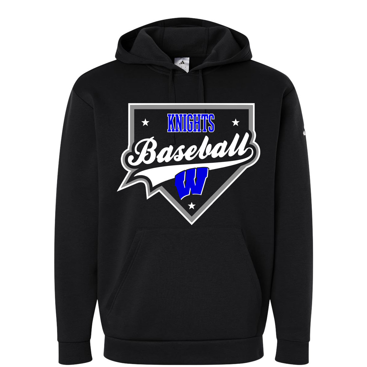 Windsor - Knights Baseball Homeplate - ADIDAS Men's Fleece Hooded Sweatshirt - Black (AT203)