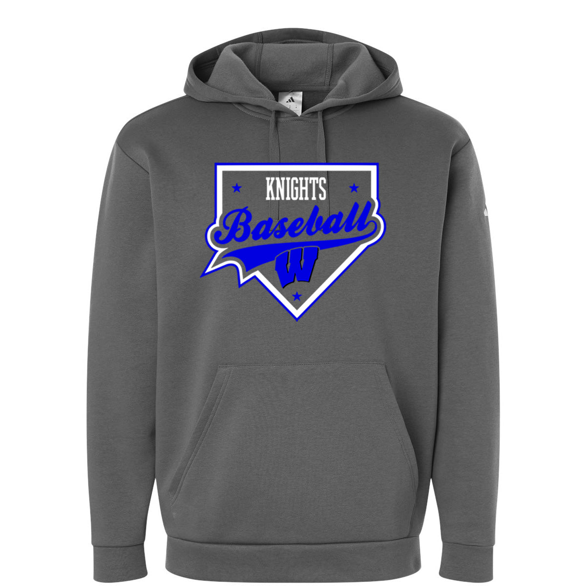 Windsor - Knights Baseball Homeplate - ADIDAS Men's Fleece Hooded Sweatshirt - Team Grey Four (AT203)