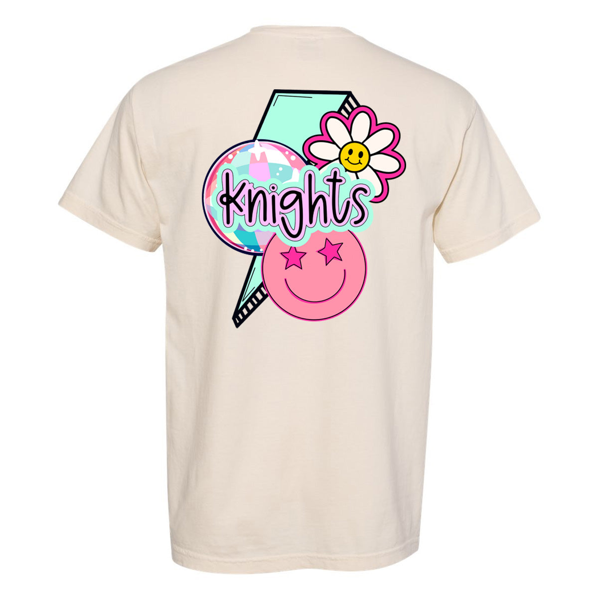 Windsor - Knights Lightning Bolt Flower Smiley Face - Comfort Color - Ivory (Tee/Hoodie/Sweatshirt)