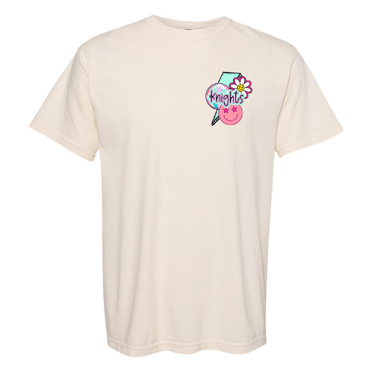 Windsor - Knights Lightning Bolt Flower Smiley Face - Comfort Color - Ivory (Tee/Hoodie/Sweatshirt)