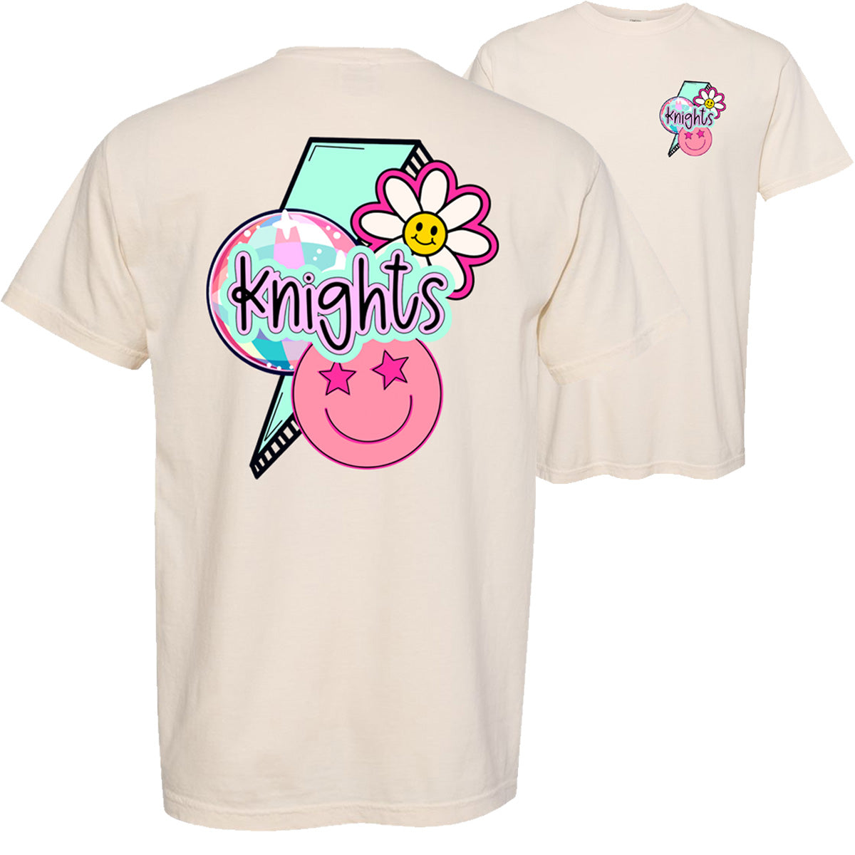 Windsor - Knights Lightning Bolt Flower Smiley Face - Comfort Color - Ivory (Tee/Hoodie/Sweatshirt)