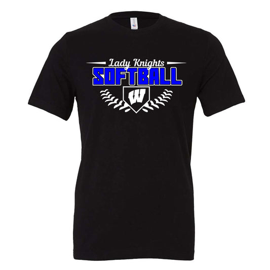 Windsor - Lady Knights Softball Curved Stitches - Black DriFit Tee (ST350) - Southern Grace Creations