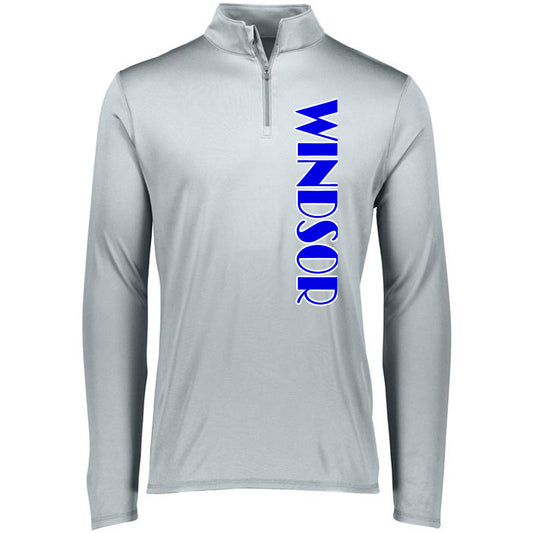 Windsor - Windsor (Broadway Font) - Attain Wicking 1/4 Zip Pullover - Silver - Southern Grace Creations