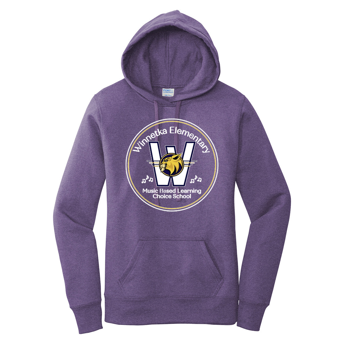 Winnetka - Music Based Learning Choice School Logo Ladies Hoodie - Heather Purple (LPC78H) - Southern Grace Creations