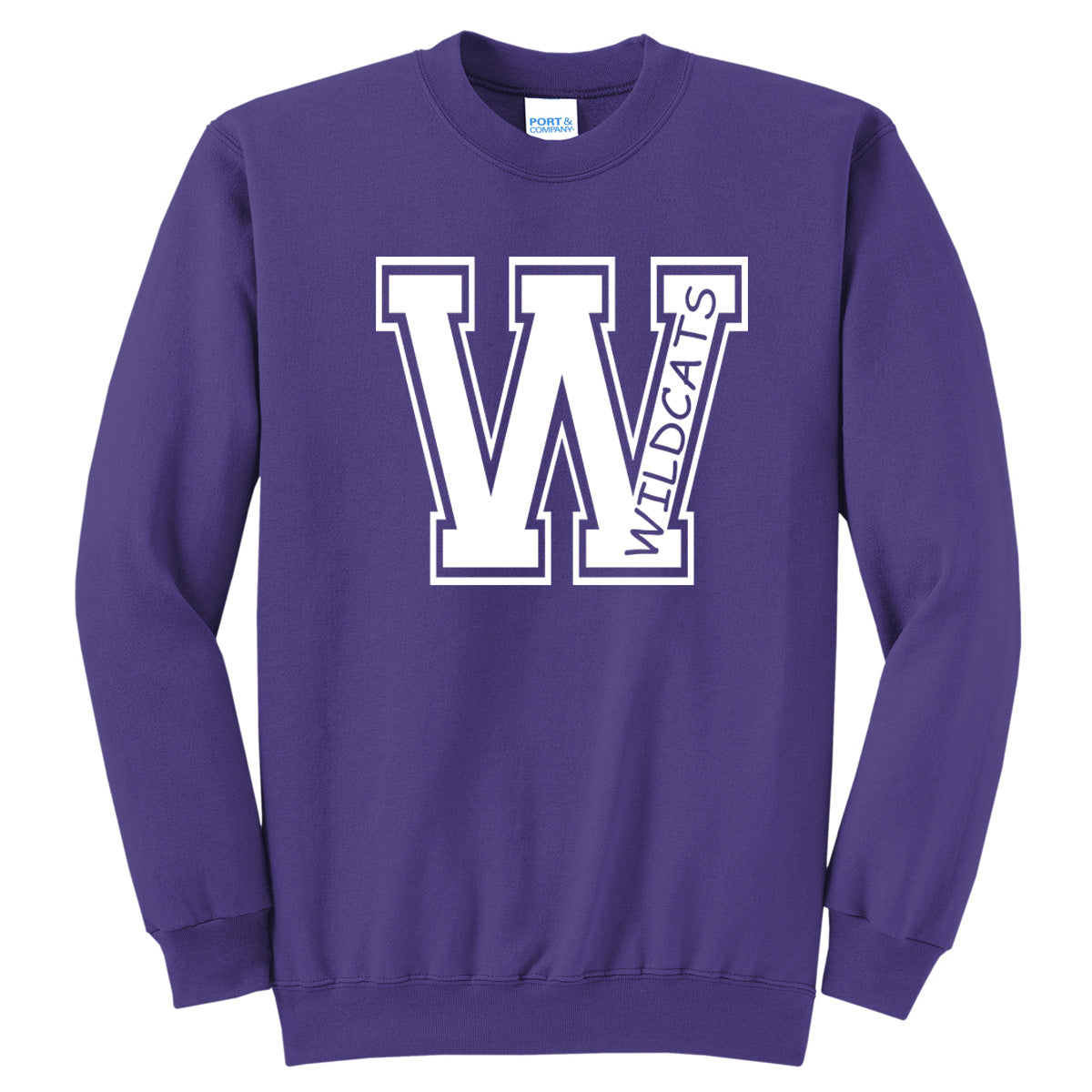 Winnetka - Varsity W Wildcats - Purple Sweatshirt - Southern Grace Creations