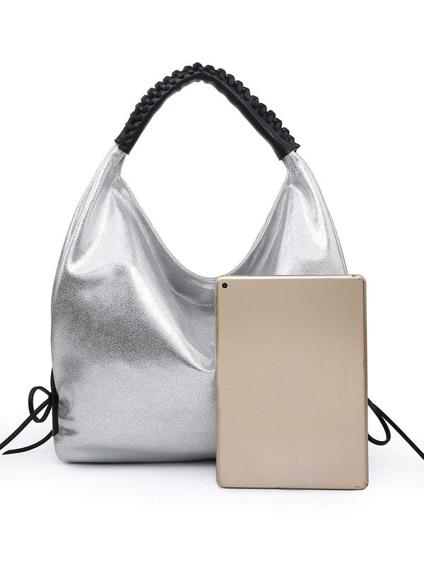 Women hobo bag metallic silver - Southern Grace Creations