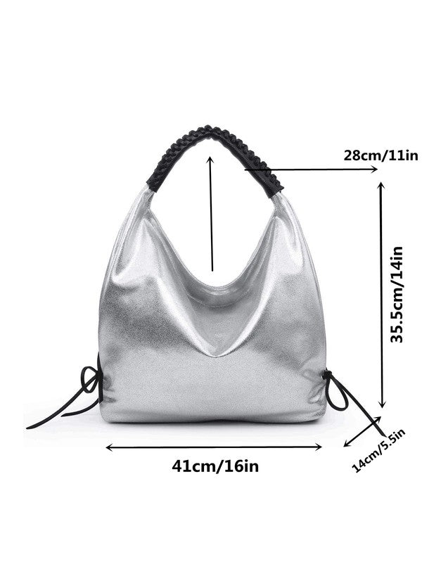Women hobo bag metallic silver - Southern Grace Creations