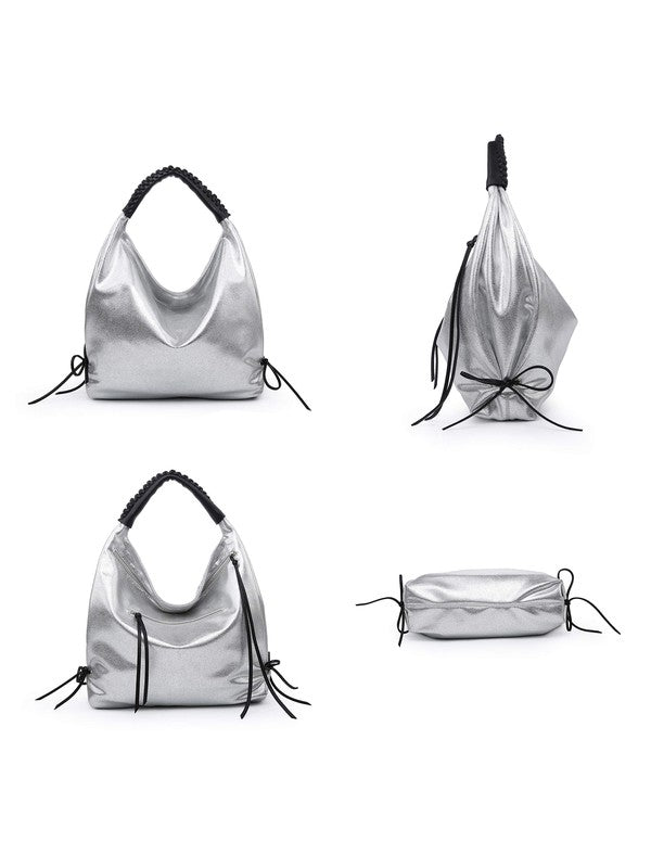 Women hobo bag metallic silver - Southern Grace Creations