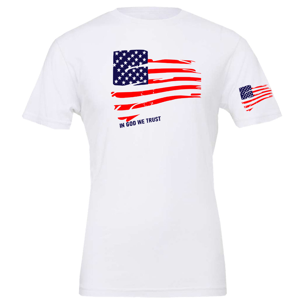in god we trust waving distressed flag - White