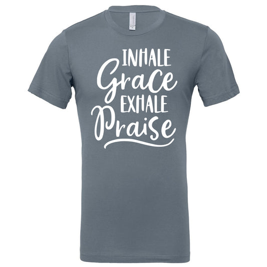 Inhale Grace Exhale Praise - Steel Blue (Tee/Hoodie) - Southern Grace Creations