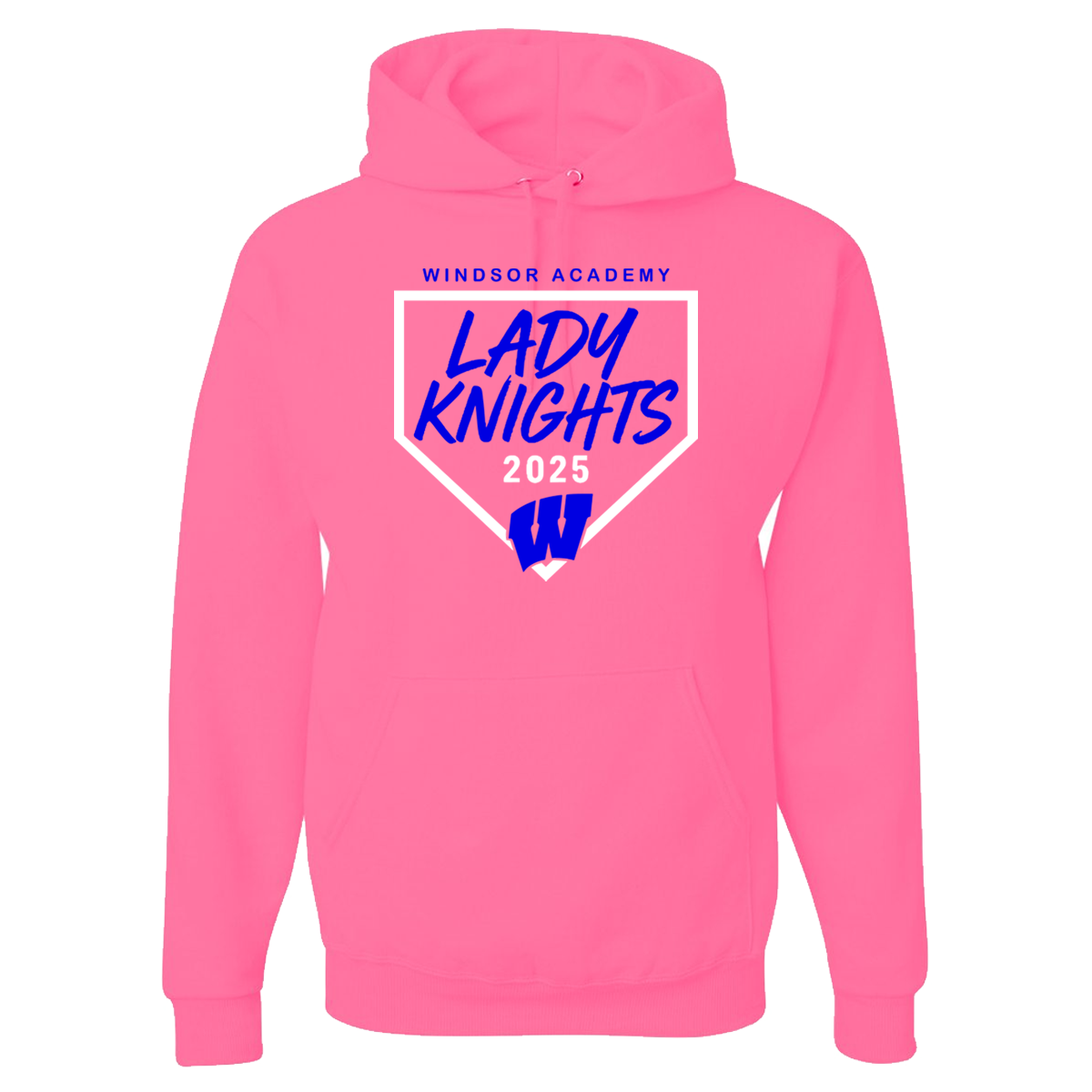 Windsor - Windsor Academy Home Plate Lady Knights 2025 W - Neon Pink (Tee/DriFit/Hoodie/Sweatshirt)