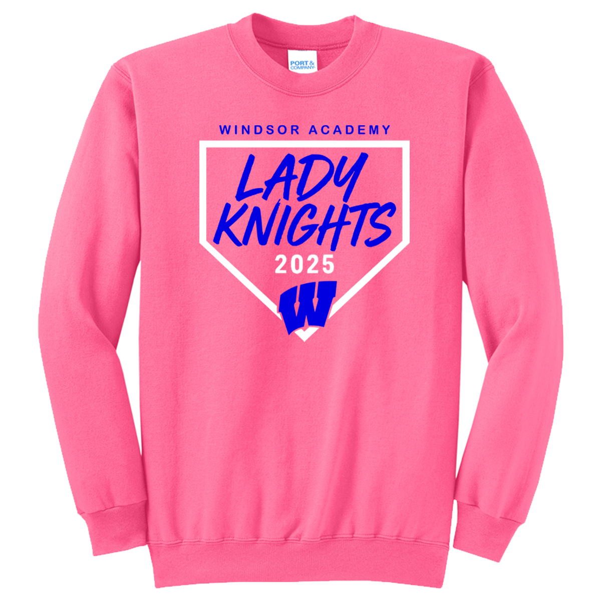 Windsor - Windsor Academy Home Plate Lady Knights 2025 W - Neon Pink (Tee/DriFit/Hoodie/Sweatshirt)