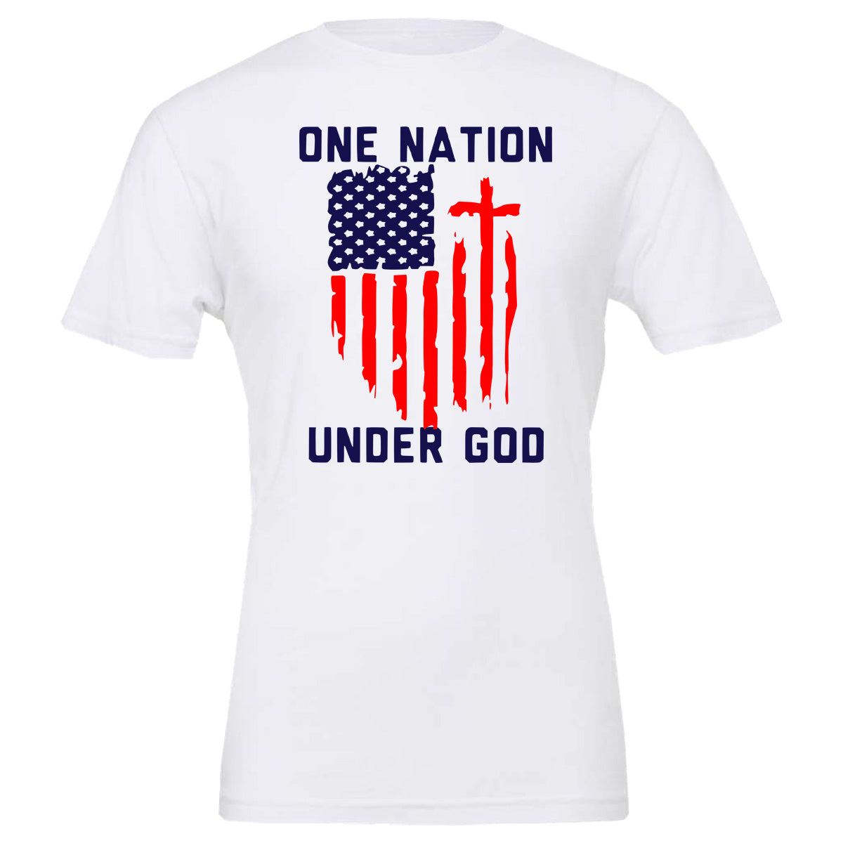 One Nation Under God Distressed Flag - White