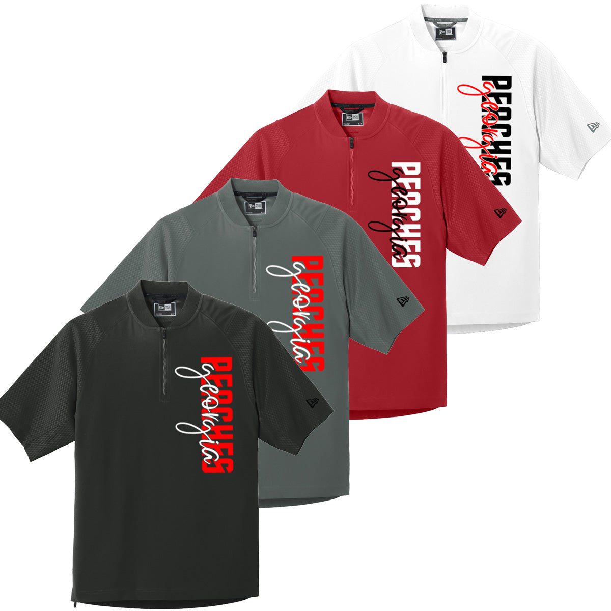 Peaches - Georgia Peaches Block Script - New Era Cage Short Sleeve 1/4-Zip Jacket